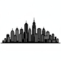 Obraz premium Black and White City Skyline Silhouette for Urban Design