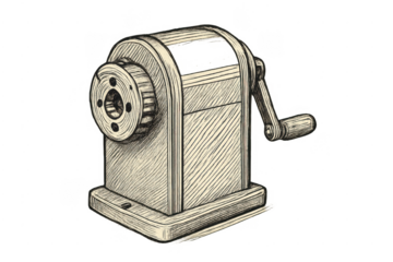 Vintage manual pencil sharpener sketch hand drawing