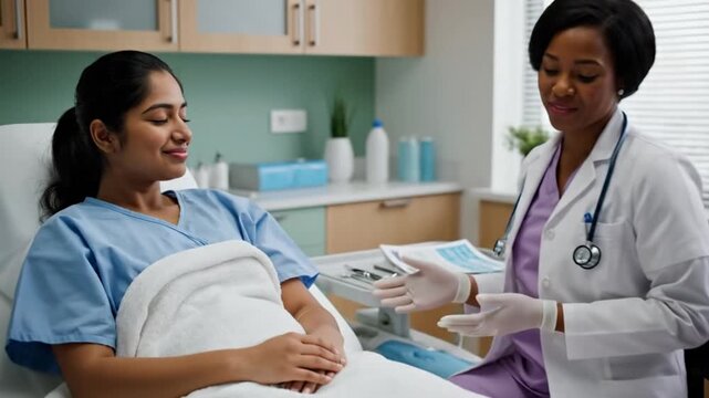 Healthcare Diversity Doctor Patient Consultation Pap Smear Exam Prep