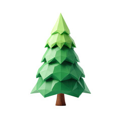 Fototapeta premium Stylized, low-poly evergreen tree rendering with a dark background