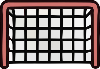 Hockey goal net with red frame and white mesh