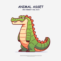 Fototapeta premium Vector illustration of a cartoon crocodile standing with expressive pose in EPS format. Perfect for children’s books, mascots, wildlife education, and funny animal character designs.