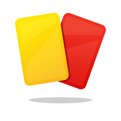 Red and yellow penalty cards isolated on white background.
