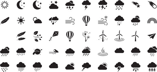 Naklejka premium Black and white sketched of weather and flying