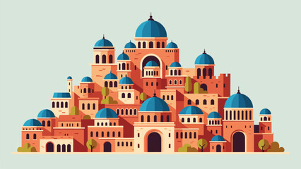 Fantasy Cityscape with Domes: Architectural Illustration