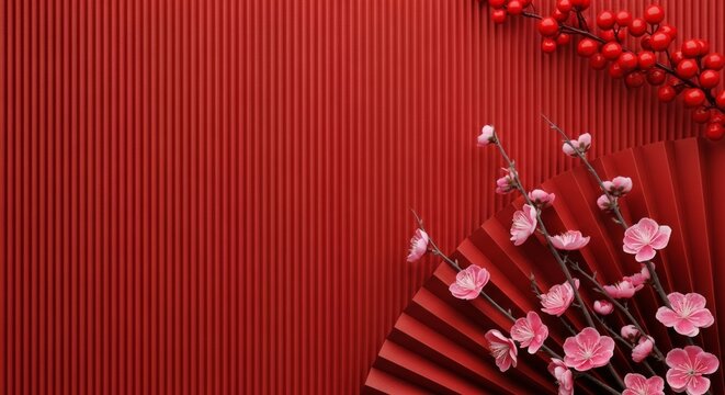 Chinese new year red envelopes ang pao with floral pattern decoration
