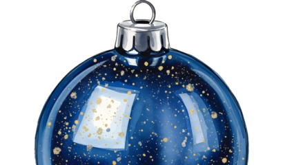 Elegant Blue Christmas Ornament With Gold Glitter On Black