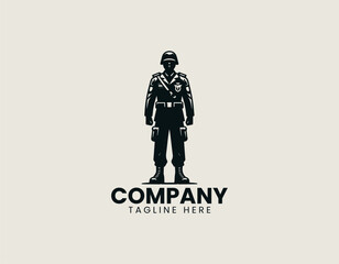 Soldier in Uniform Vector Logo Illustration