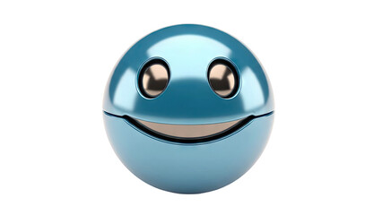 Shiny Blue Metallic Smiley Face Icon
