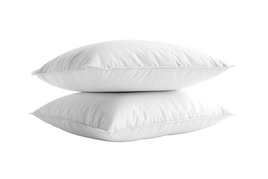 Two soft white pillows stacked, isolated on a solid black background