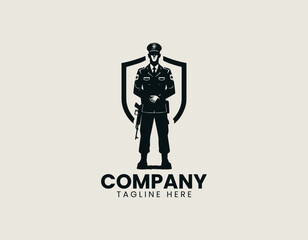 Soldier in Uniform Vector Logo Illustration