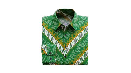 Green Batik Print Button-Up Shirt