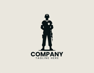 Soldier in Uniform Vector Logo Illustration
