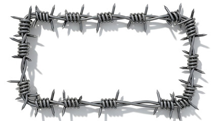 Obraz premium Rectangular frame made of barbed wire, symbolizing restriction and boundaries.