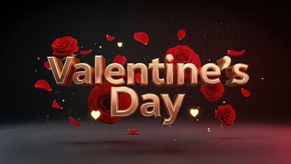 Valentine's Day background with roses and hearts. 3d render