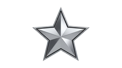 Polished Silver Five-Pointed Star Emblem