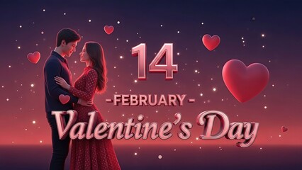 Valentine's Day background with roses and hearts. 3d render
