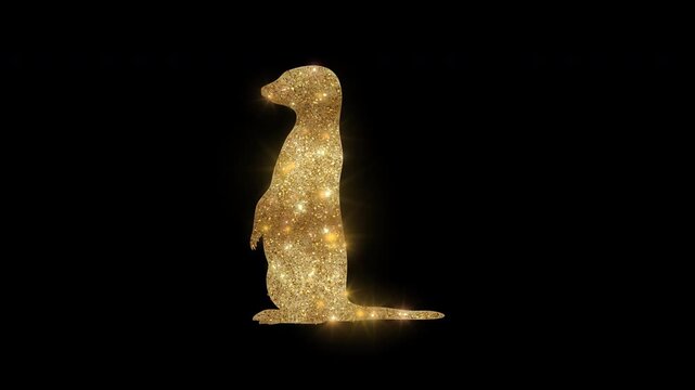 Luxury Meerkat with golden glitter, alpha channel