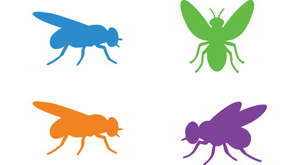Naklejka premium Colorful insect silhouettes on a white background for design use