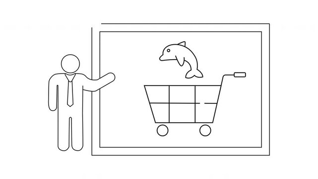 Dolphin Shopping Cart Presentation - Animated Business Concept.