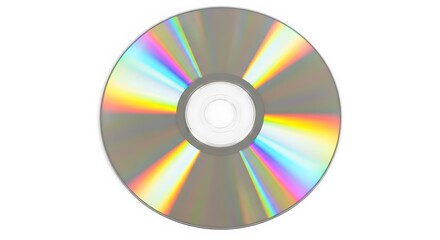 Close-up of a shiny compact disc with rainbow reflections