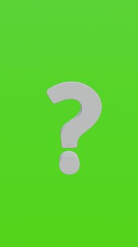3D Animation of Question mark. who, why, where, how, what on Green Background. Full HD. 4K