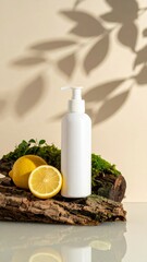 White Shower Cream Bottle with Lemon