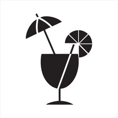 Tropical Cocktail With Straw Icon Vector
