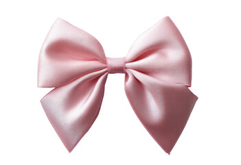Shiny light pink satin ribbon tied in a bow, centered on a black background