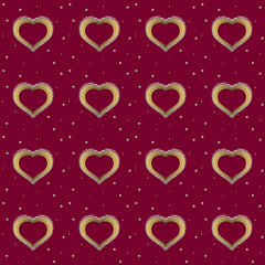 Hearts are frames. Seamless pattern for printing and textiles. Burgundy background.