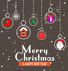 Christmas Banner Template with Hanging Elements