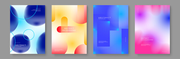 Clean and minimalist abstract posters featuring soft color gradients and simple geometric elements for modern branding and web design