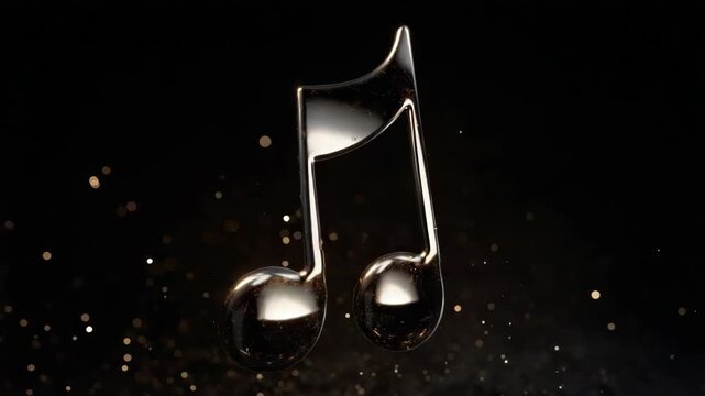 A polished, shimmering musical note, standing out in the darkness, symbolising harmony
