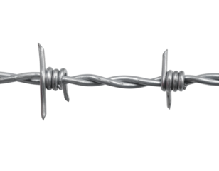 Close-up of Barbed Wire with Sharp Spikes on a Black Background fence security