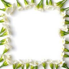 Elegant White Freesia Floral Square Border