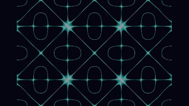 Procedural visualization of Chladni plate harmonics featuring breathing nodal lines on a particle grid. Seamless loop of trigonometric wave interference patterns forming sacred geometry star shapes 4k