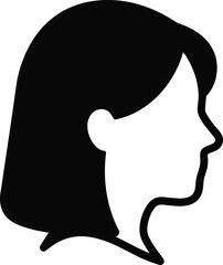 Minimal female head silhouette vector illustration profile portrait icon isolated on white background for avatar identity design branding concepts use © Mahamudul Creatives