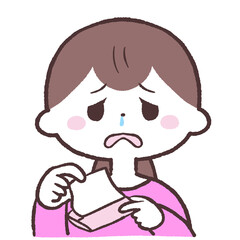 Obraz premium 鼻水が出る女性のイラスト
