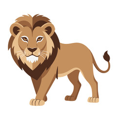 Obraz premium lion , flat design, cartoon vector illustration, isolated on white transparent background