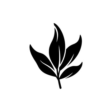 flat silhouette vector icon of maror bitter herbs, simple plant shape, solid black
