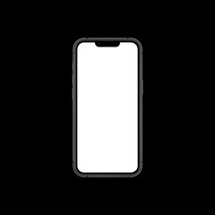 Modern Smartphone with Blank White Screen on Black Background, Isolated