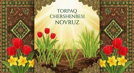 Novruz Torpaq Chershenbesi Spring Awakening &ndash; 3D Illustration
