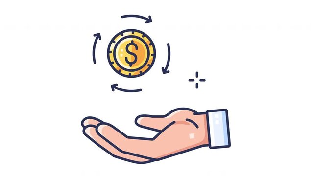 Return of Investment Animated Icon. Seamless Looping