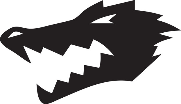 Black Crocodile Head Logo Tattoo And Predator Symbol Vector Icon