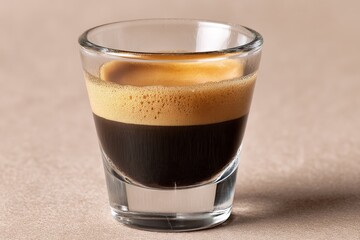 a shot glass filled with espresso