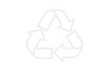 Recycle symbol icon in white line art representing sustainability, conservation, and ecological efforts for a greener environment