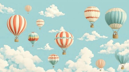 Naklejka premium A breathtaking aerial sight featuring a cluster of hot air balloons.