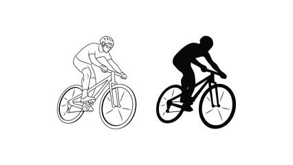 Obraz premium Three cyclists riding bicycles in different colors and styles