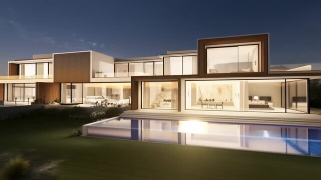 Dream Modern Mansion: Day to Night Architectural Masterpiece