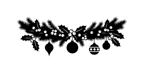 Holiday Garland with Holly and Ornaments